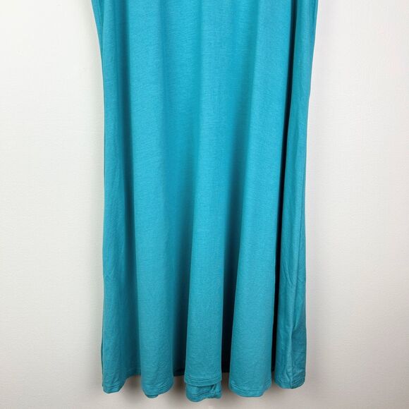 Three Dots Flutter Sleeve Jersey Easy Flounce T Shirt Dress Teal Blue Strappy S - Picture 4 of 12